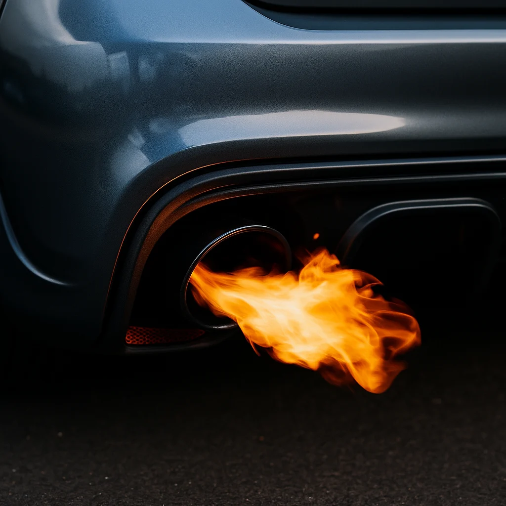 Fiammata dallo scarico Abarth con mappatura Pop&Bang