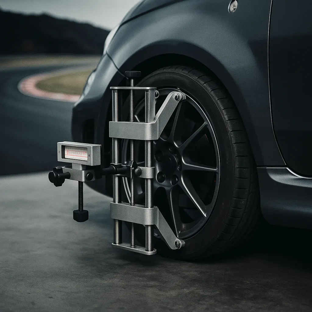 Regolazione camber, toe e caster su Abarth 500 con strumento professionale