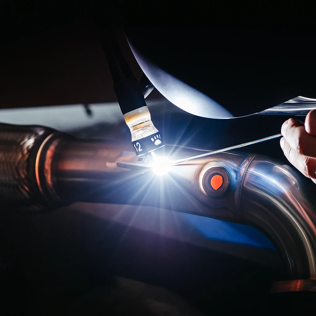 Saldatura TIG professionale su tubo di scarico per elaborazioni Abarth
