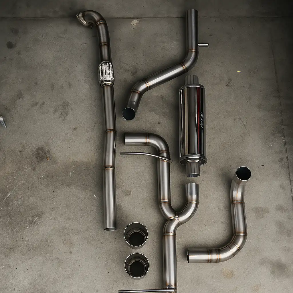 Componenti in acciaio per scarico artigianale su misura per Abarth