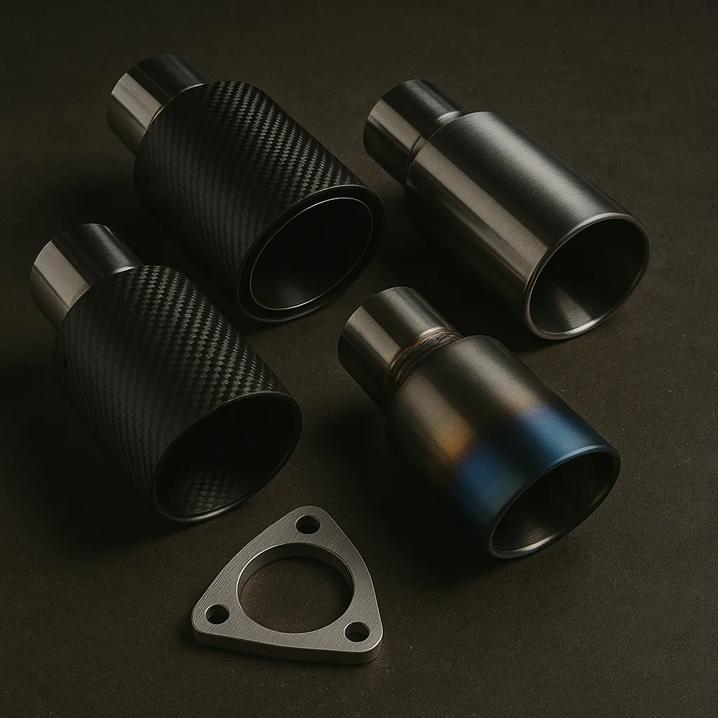 Terminali di scarico sportivi in carbonio, acciaio e titanio per Abarth